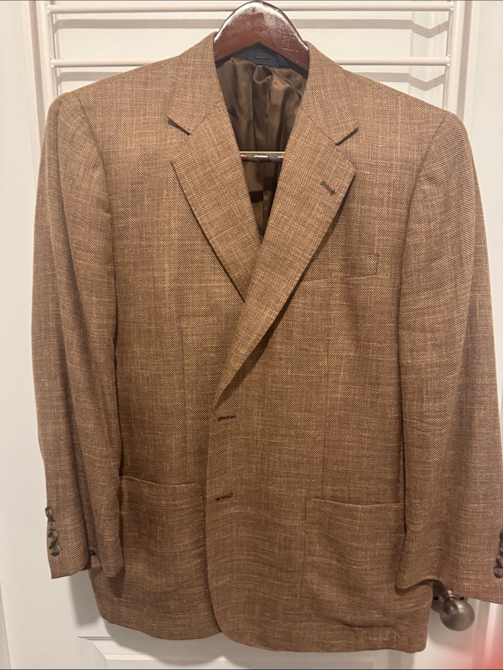 Men's Brown Linen-Blend Sport Coat Blazer